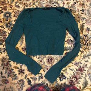 Green Knit Long Sleeve Women's Top